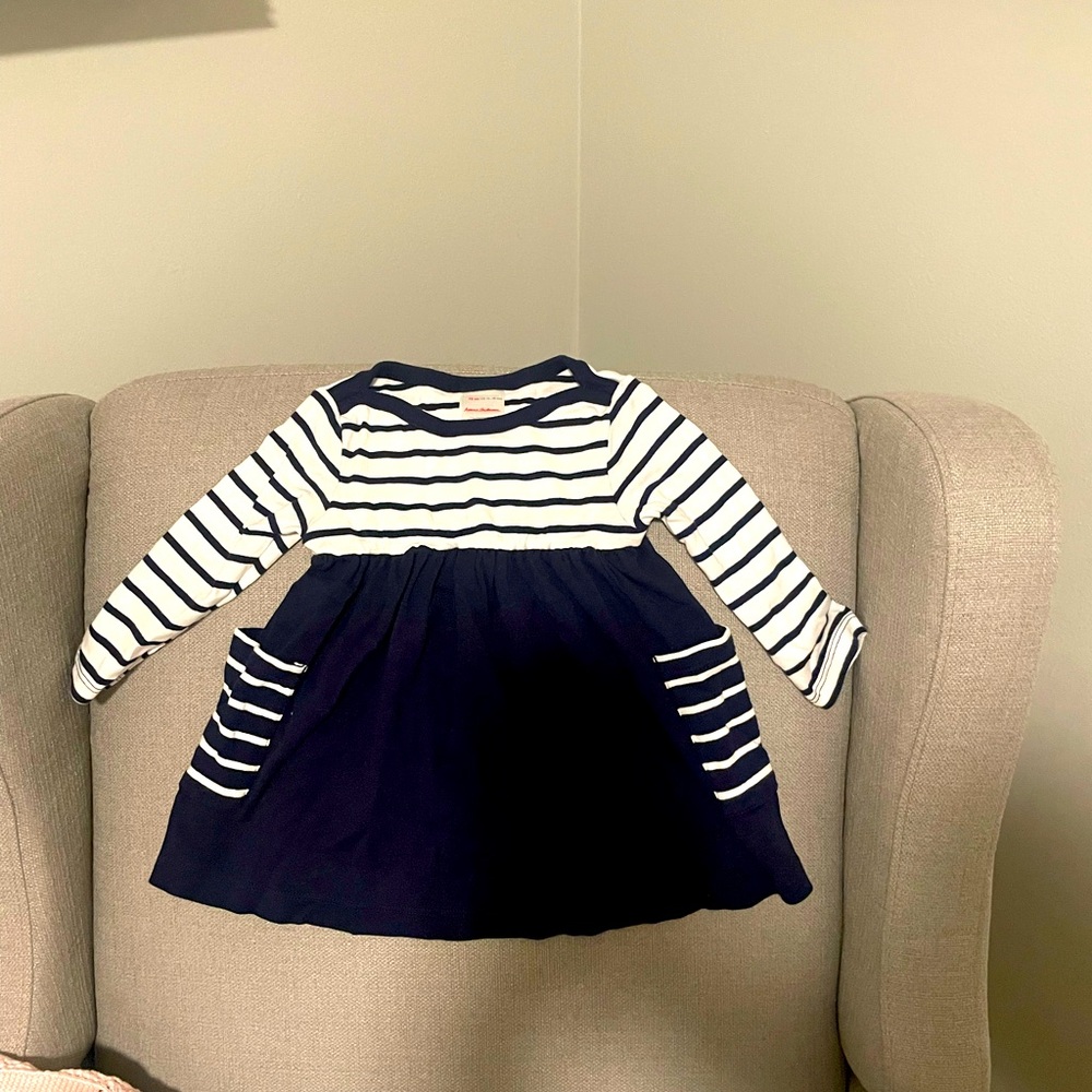 Striped Navy and White Long Sleeve Dress